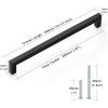 imageProbrico 10 Pack Flat Black Modern Cabinet Handles 5 Inch128mm Hole Center Stainless Steel Drawer Dresser Pulls Square Kitchen Cabinet HardwareBlack