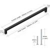 imageProbrico 10 Pack Flat Black Modern Cabinet Handles 5 Inch128mm Hole Center Stainless Steel Drawer Dresser Pulls Square Kitchen Cabinet HardwareBlack