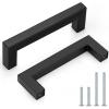 imageProbrico 10 Pack Flat Black Modern Cabinet Handles 5 Inch128mm Hole Center Stainless Steel Drawer Dresser Pulls Square Kitchen Cabinet HardwareBlack