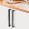 imageProbrico 10 Pack Flat Black Modern Cabinet Handles 5 Inch128mm Hole Center Stainless Steel Drawer Dresser Pulls Square Kitchen Cabinet HardwareBlack