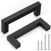imageProbrico 10 Pack Flat Black Modern Cabinet Handles 5 Inch128mm Hole Center Stainless Steel Drawer Dresser Pulls Square Kitchen Cabinet HardwareBlack
