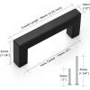 imageProbrico 10 Pack Flat Black Modern Cabinet Handles 5 Inch128mm Hole Center Stainless Steel Drawer Dresser Pulls Square Kitchen Cabinet HardwareBlack