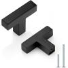 imageProbrico 10 Pack Flat Black Modern Cabinet Handles 5 Inch128mm Hole Center Stainless Steel Drawer Dresser Pulls Square Kitchen Cabinet HardwareBlack