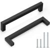 imageProbrico 10 Pack Flat Black Modern Cabinet Handles 5 Inch128mm Hole Center Stainless Steel Drawer Dresser Pulls Square Kitchen Cabinet HardwareBlack