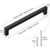 imageProbrico 10 Pack Flat Black Modern Cabinet Handles 5 Inch128mm Hole Center Stainless Steel Drawer Dresser Pulls Square Kitchen Cabinet HardwareBlack