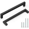 imageProbrico 10 Pack Flat Black Modern Cabinet Handles 5 Inch128mm Hole Center Stainless Steel Drawer Dresser Pulls Square Kitchen Cabinet HardwareBlack