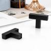 imageProbrico 10 Pack Flat Black Modern Cabinet Handles 5 Inch128mm Hole Center Stainless Steel Drawer Dresser Pulls Square Kitchen Cabinet HardwareBlack