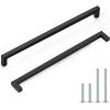 imageProbrico 10 Pack Flat Black Modern Cabinet Handles 5 Inch128mm Hole Center Stainless Steel Drawer Dresser Pulls Square Kitchen Cabinet HardwareBlack