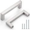 imageProbrico 10 Pack Flat Black Modern Cabinet Handles 5 Inch128mm Hole Center Stainless Steel Drawer Dresser Pulls Square Kitchen Cabinet HardwareBrushed Nickel