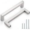 imageProbrico 10 Pack Flat Black Modern Cabinet Handles 5 Inch128mm Hole Center Stainless Steel Drawer Dresser Pulls Square Kitchen Cabinet HardwareBrushed Nickel