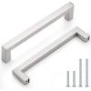 imageProbrico 10 Pack Flat Black Modern Cabinet Handles 5 Inch128mm Hole Center Stainless Steel Drawer Dresser Pulls Square Kitchen Cabinet HardwareBrushed Nickel