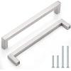 imageProbrico 10 Pack Flat Black Modern Cabinet Handles 5 Inch128mm Hole Center Stainless Steel Drawer Dresser Pulls Square Kitchen Cabinet HardwareBrushed Nickel