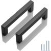 imageProbrico 10 Pack Flat Black Square Cabinet Handles Stainless Steel 5 Inch128mm Hole Center Drawer Pulls Modern Kitchen Cabinet Hardware10