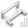 imageProbrico 10 Pack Flat Black Modern Cabinet Handles 5 Inch128mm Hole Center Stainless Steel Drawer Dresser Pulls Square Kitchen Cabinet HardwareBrushed Nickel