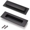 imageProbrico 2 Pack Black Rectangular Recessed Flush Handles Sliding Door Pulls Stainless Steel Closet Door Finger Pulls 6 Inch150mm Length Flush Pull Handles