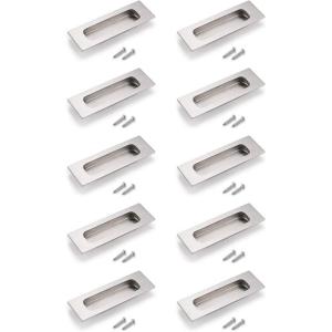 imageProbrico 10 Pack Brushed Nickel Recessed Sliding Pulls Rectangular Flush Finger Pulls Stainless Steel Sliding Door Handles 472quot Length Recessed Flush Handles Recessed Door Pull Handles