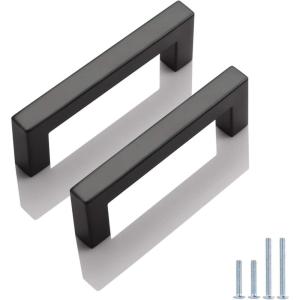 imageProbrico 10 Pack Flat Black Square Cabinet Handles Stainless Steel 5 Inch128mm Hole Center Drawer Pulls Modern Kitchen Cabinet Hardware6