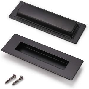 imageProbrico 2 Pack Black Rectangular Recessed Flush Handles Sliding Door Pulls Stainless Steel Closet Door Finger Pulls 6 Inch150mm Length Flush Pull Handles