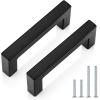 imageProbrico 10 Pack Black Cabinet Handles 334 Inch96mm Hole Centers Drawer Pulls Stainless Steel Kitchen Cabinet Handles Matte Black Square Drawer Handles Modern Cabinet HardwareBlack