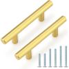 imageProbrico 10 Pack Flat Black Cabinet Handles 334 Inch Hole Centers Modern Cabinet Hardware Cupboard Pull Kitchen Cabinet T Bar Handle Dresser Pulls 6 Inch Total LengthGold