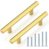 imageProbrico 10 Pack Flat Black Cabinet Handles 334 Inch Hole Centers Modern Cabinet Hardware Cupboard Pull Kitchen Cabinet T Bar Handle Dresser Pulls 6 Inch Total LengthGold