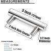 imageProbrico 10 Pack Flat Black Cabinet Handles 334 Inch Hole Centers Modern Cabinet Hardware Cupboard Pull Kitchen Cabinet T Bar Handle Dresser Pulls 6 Inch Total LengthPolished Chrome