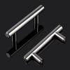 imageProbrico 10 Pack Flat Black Cabinet Handles 334 Inch Hole Centers Modern Cabinet Hardware Cupboard Pull Kitchen Cabinet T Bar Handle Dresser Pulls 6 Inch Total LengthPolished Chrome
