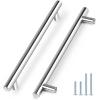 imageProbrico 10 Pack Flat Black Cabinet Handles 334 Inch Hole Centers Modern Cabinet Hardware Cupboard Pull Kitchen Cabinet T Bar Handle Dresser Pulls 6 Inch Total LengthPolished Chrome