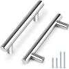 imageProbrico 10 Pack Flat Black Cabinet Handles 334 Inch Hole Centers Modern Cabinet Hardware Cupboard Pull Kitchen Cabinet T Bar Handle Dresser Pulls 6 Inch Total LengthPolished Chrome