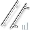 imageProbrico 10 Pack Flat Black Cabinet Handles 334 Inch Hole Centers Modern Cabinet Hardware Cupboard Pull Kitchen Cabinet T Bar Handle Dresser Pulls 6 Inch Total LengthPolished Chrome