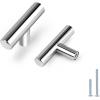 imageProbrico 10 Pack Flat Black Cabinet Handles 334 Inch Hole Centers Modern Cabinet Hardware Cupboard Pull Kitchen Cabinet T Bar Handle Dresser Pulls 6 Inch Total LengthPolished Chrome