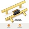 imageProbrico 10 Pack Flat Black Cabinet Handles 334 Inch Hole Centers Modern Cabinet Hardware Cupboard Pull Kitchen Cabinet T Bar Handle Dresser Pulls 6 Inch Total LengthGold