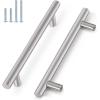 imageProbrico 10 Pack Flat Black Cabinet Handles 334 Inch Hole Centers Modern Cabinet Hardware Cupboard Pull Kitchen Cabinet T Bar Handle Dresser Pulls 6 Inch Total LengthBrushed Nickel