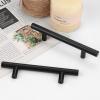 imageProbrico 10 Pack Flat Black Cabinet Handles 334 Inch Hole Centers Modern Cabinet Hardware Cupboard Pull Kitchen Cabinet T Bar Handle Dresser Pulls 6 Inch Total LengthBlack