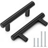 imageProbrico 10 Pack Flat Black Cabinet Handles 334 Inch Hole Centers Modern Cabinet Hardware Cupboard Pull Kitchen Cabinet T Bar Handle Dresser Pulls 6 Inch Total LengthBlack