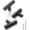imageProbrico 12 Pack 25 inch Hole to Hole Modern Cabinet Hardware Black Bathroom Cupboard Pull Kitchen Cabinet T Bar Handle Dresser Knobs SetBlack