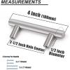 imageProbrico 12 Pack 25 inch Hole to Hole Modern Cabinet Hardware Black Bathroom Cupboard Pull Kitchen Cabinet T Bar Handle Dresser Knobs SetBrushed Nickel