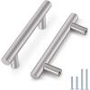 imageProbrico 12 Pack 25 inch Hole to Hole Modern Cabinet Hardware Black Bathroom Cupboard Pull Kitchen Cabinet T Bar Handle Dresser Knobs SetBrushed Nickel