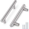 imageProbrico 12 Pack 25 inch Hole to Hole Modern Cabinet Hardware Black Bathroom Cupboard Pull Kitchen Cabinet T Bar Handle Dresser Knobs SetBrushed Nickel