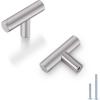 imageProbrico 12 Pack 25 inch Hole to Hole Modern Cabinet Hardware Black Bathroom Cupboard Pull Kitchen Cabinet T Bar Handle Dresser Knobs SetBrushed Nickel