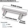 imageProbrico 12 Pack 25 inch Hole to Hole Modern Cabinet Hardware Black Bathroom Cupboard Pull Kitchen Cabinet T Bar Handle Dresser Knobs SetBrushed Nickel