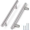 imageProbrico 12 Pack 25 inch Hole to Hole Modern Cabinet Hardware Black Bathroom Cupboard Pull Kitchen Cabinet T Bar Handle Dresser Knobs SetBrushed Nickel