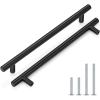 imageProbrico 15 Pack Flat Black Modern Cabinet Handles 3 Inch Hole Centers Cupboard Pulls Kitchen Cabinet Stainless Steel T Bar Dresser HandlesBlack