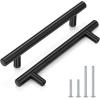 imageProbrico 15 Pack Flat Black Modern Cabinet Handles 3 Inch Hole Centers Cupboard Pulls Kitchen Cabinet Stainless Steel T Bar Dresser HandlesBlack