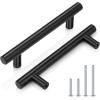 imageProbrico 15 Pack Flat Black Modern Cabinet Handles 3 Inch Hole Centers Cupboard Pulls Kitchen Cabinet Stainless Steel T Bar Dresser HandlesBlack