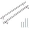 imageProbrico 15 Pack Flat Black Modern Cabinet Handles 3 Inch Hole Centers Cupboard Pulls Kitchen Cabinet Stainless Steel T Bar Dresser HandlesBrushed Nickel