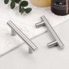 imageProbrico 15 Pack Flat Black Modern Cabinet Handles 3 Inch Hole Centers Cupboard Pulls Kitchen Cabinet Stainless Steel T Bar Dresser HandlesBrushed Nickel