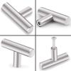 imageProbrico 15 Pack Flat Black Modern Cabinet Handles 3 Inch Hole Centers Cupboard Pulls Kitchen Cabinet Stainless Steel T Bar Dresser HandlesBrushed Nickel