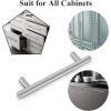 imageProbrico 15 Pack Flat Black Modern Cabinet Handles 3 Inch Hole Centers Cupboard Pulls Kitchen Cabinet Stainless Steel T Bar Dresser HandlesBrushed Nickel