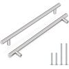 imageProbrico 15 Pack Flat Black Modern Cabinet Handles 3 Inch Hole Centers Cupboard Pulls Kitchen Cabinet Stainless Steel T Bar Dresser HandlesBrushed Nickel